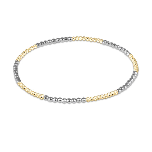 Blissful Pattern 2mm Bead Bracelet - Bright Silver Faceted Hematite