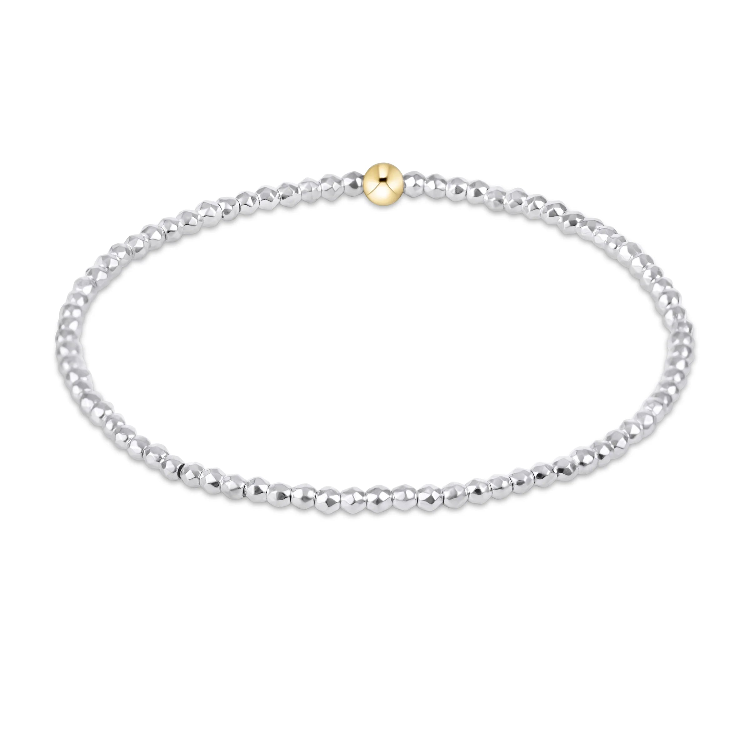 Bright Silver Faceted Hematite 2mm Bead Bracelet