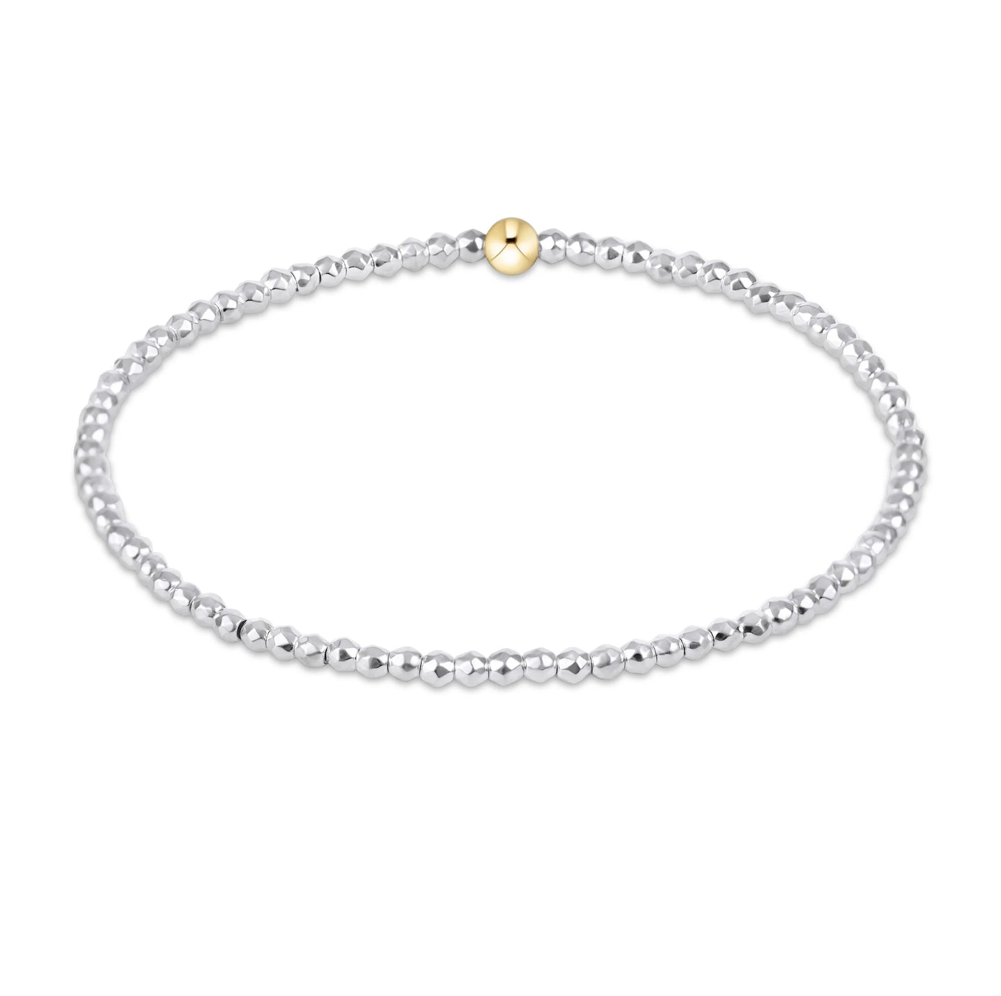Bright Silver Faceted Hematite 2mm Bead Bracelet