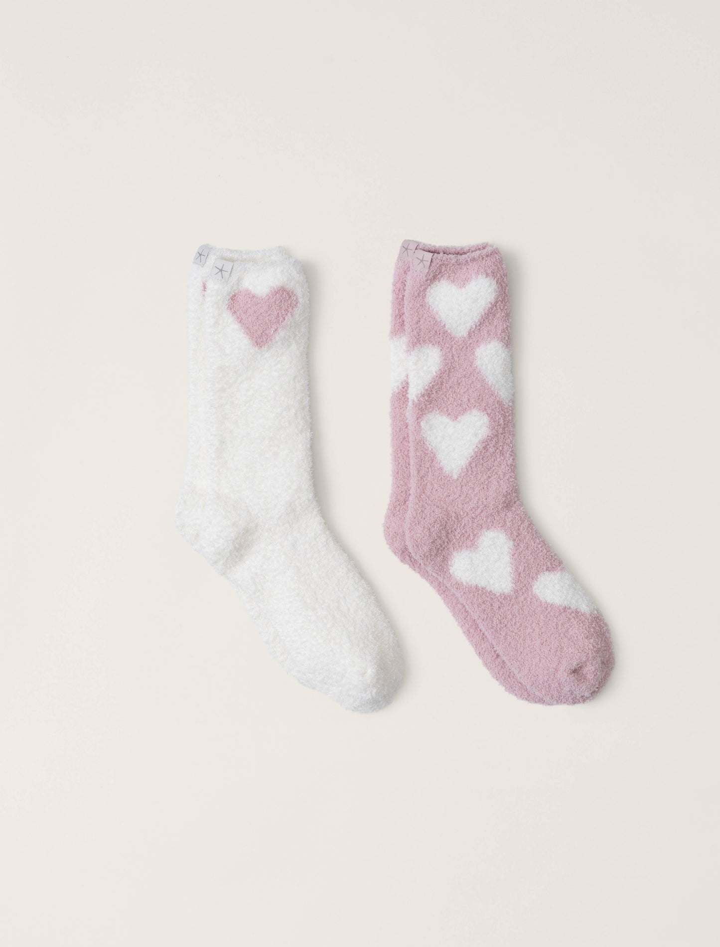 Barefoot Dreams - Cozychic® Heart Print Sock Set - Pink Peonie/Pearl