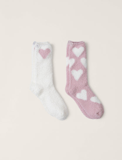 Barefoot Dreams - Cozychic® Heart Print Sock Set - Pink Peonie/Pearl