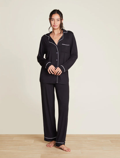 Barefoot Dreams - Luxe Milk Jersey® Piped Pajama Set - Black/Pearl