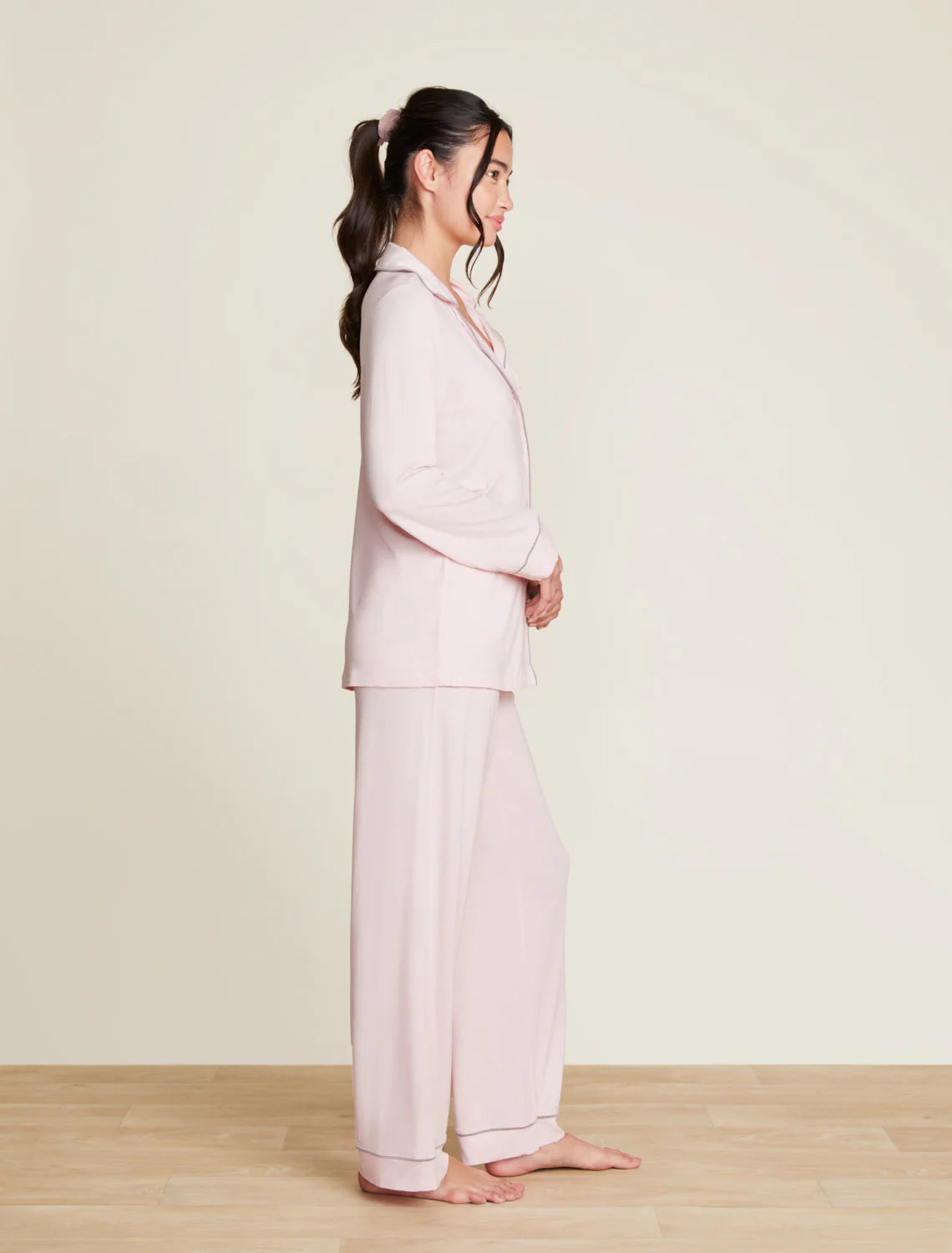 Luxe Milk Jersey® Piped Pajama Set - Pink - Spinout