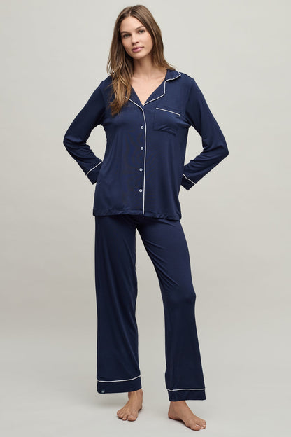 Luxe Milk Jersey® Piped Pajama Set - Indigo