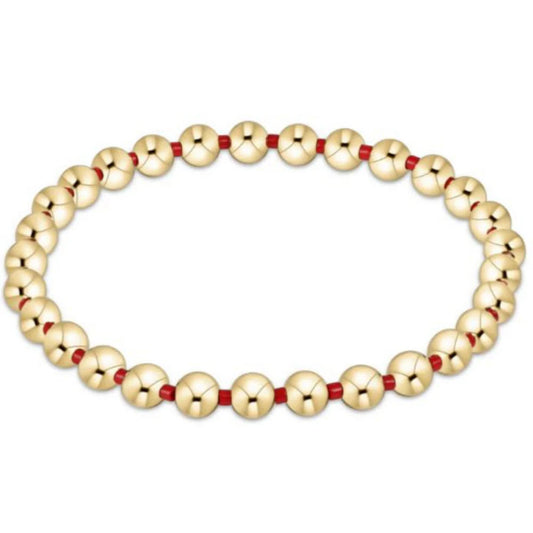 Gameday Hope Grateful 5MM Bead Bracelet - Bright Red