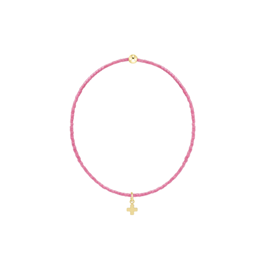 Hope Classic Bracelet - Signature Cross Small Gold Charm - Bubblegum