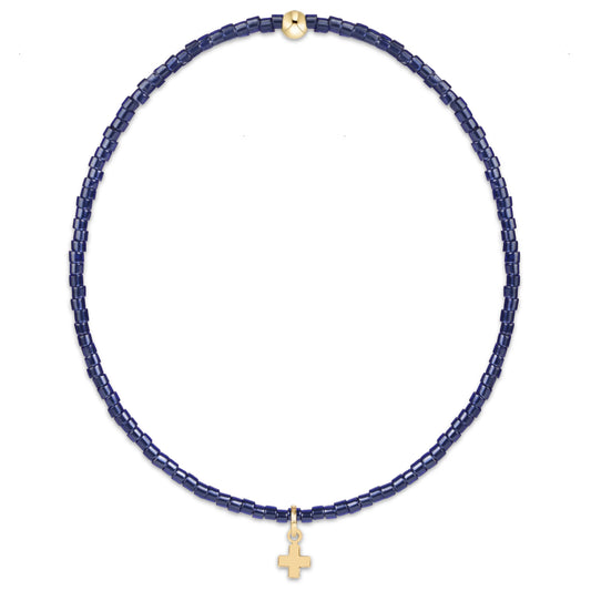 Hope Classic Navy Bracelet - Signature Cross Small Gold Charm