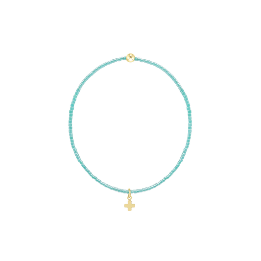 Hope Classic Bracelet - Signature Cross Small Gold Charm - Sea Glass