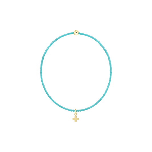 Hope Classic Bracelet - Signature Cross Small Gold Charm - Turquoise