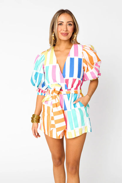 Buddy Love - Julia Short Sleeve Romper - Newport