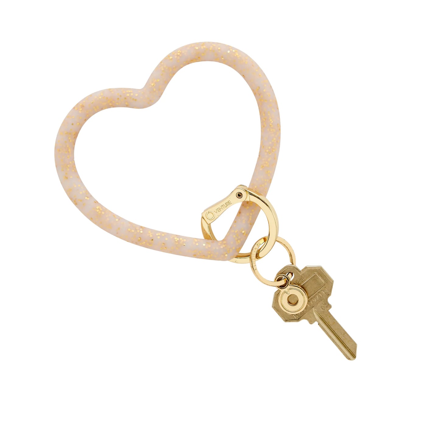 Silicone Heart Keychain - Gold Rush Confetti