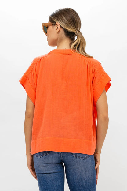 Oliphant - Roll Sleeve Top - Bahama Orange