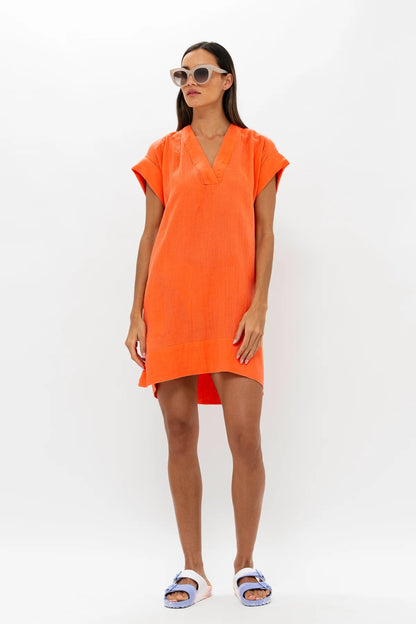 Oliphant - V-Neck Roll Sleeve Mini - Bahama Orange