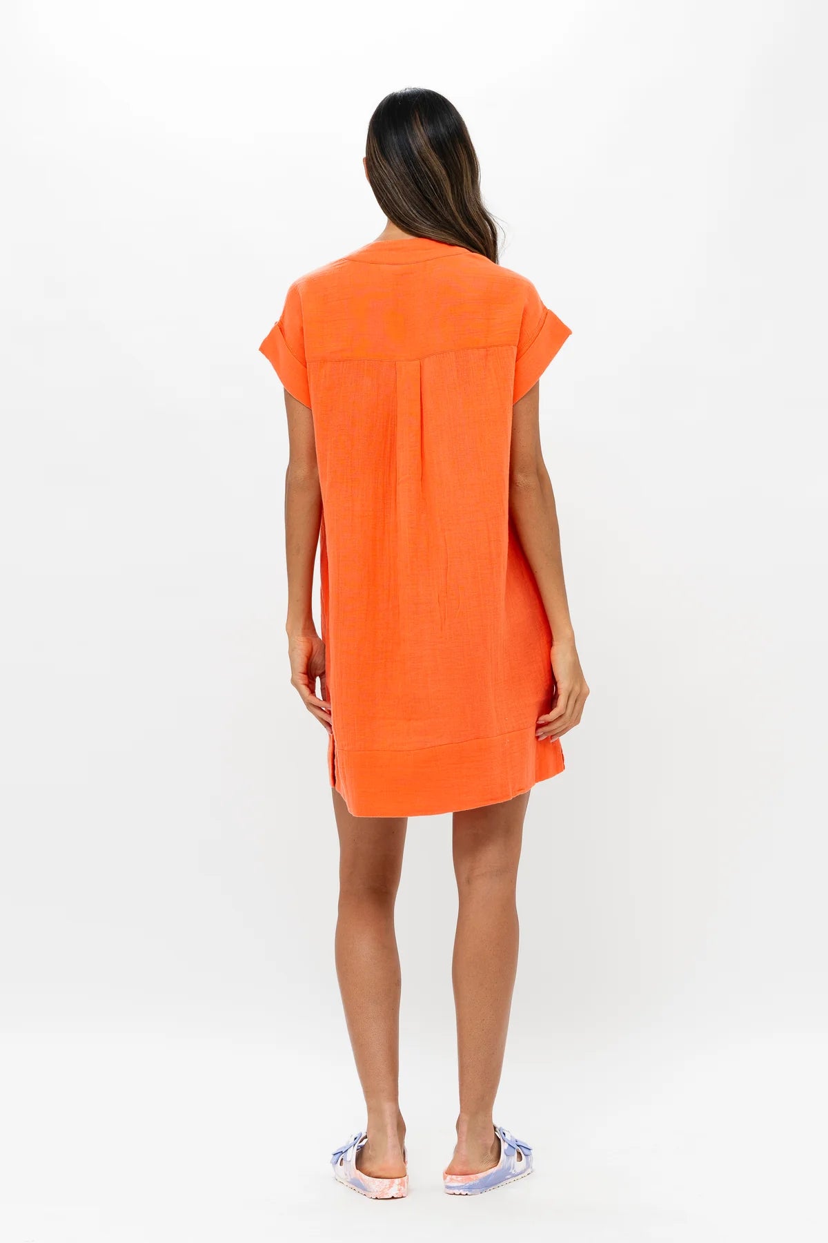 Oliphant - V-Neck Roll Sleeve Mini - Bahama Orange