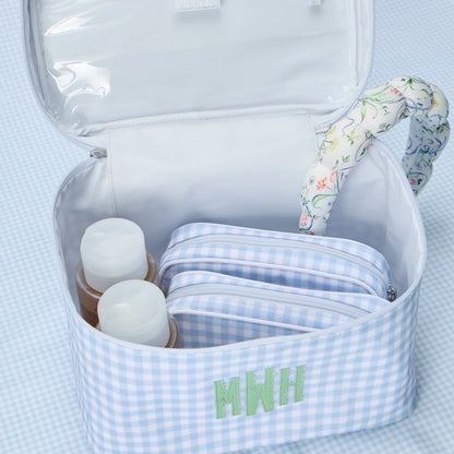 Vanity Case - Light Blue Gingham