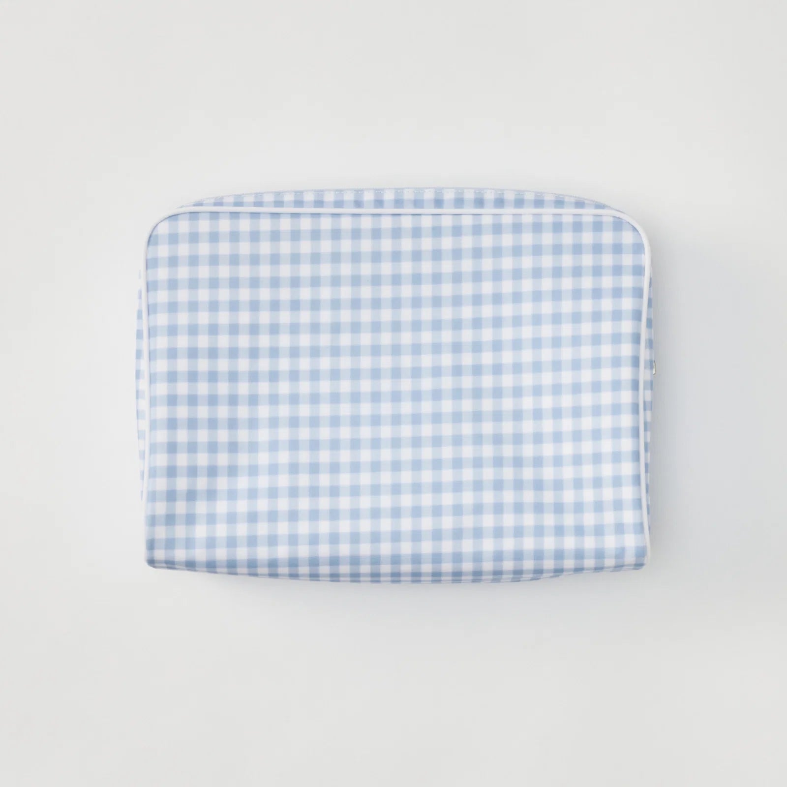 Large Patterned Toiletry Bag - Light Blue Gingham