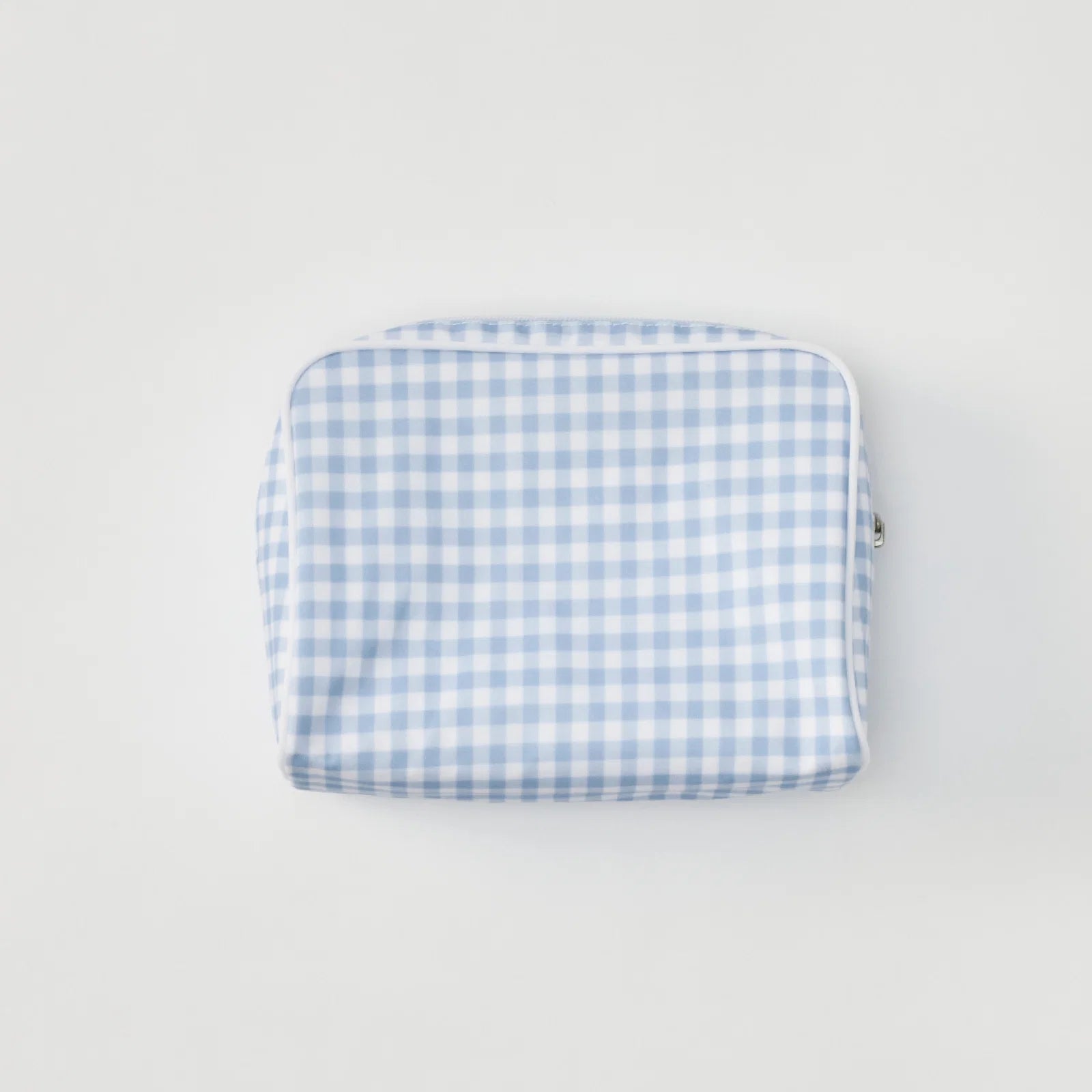 Medium Patterned Toiletry Bag - Light Blue Gingham