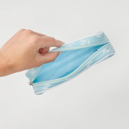 Small Patterned Toiletry Bag - Blue Trellis