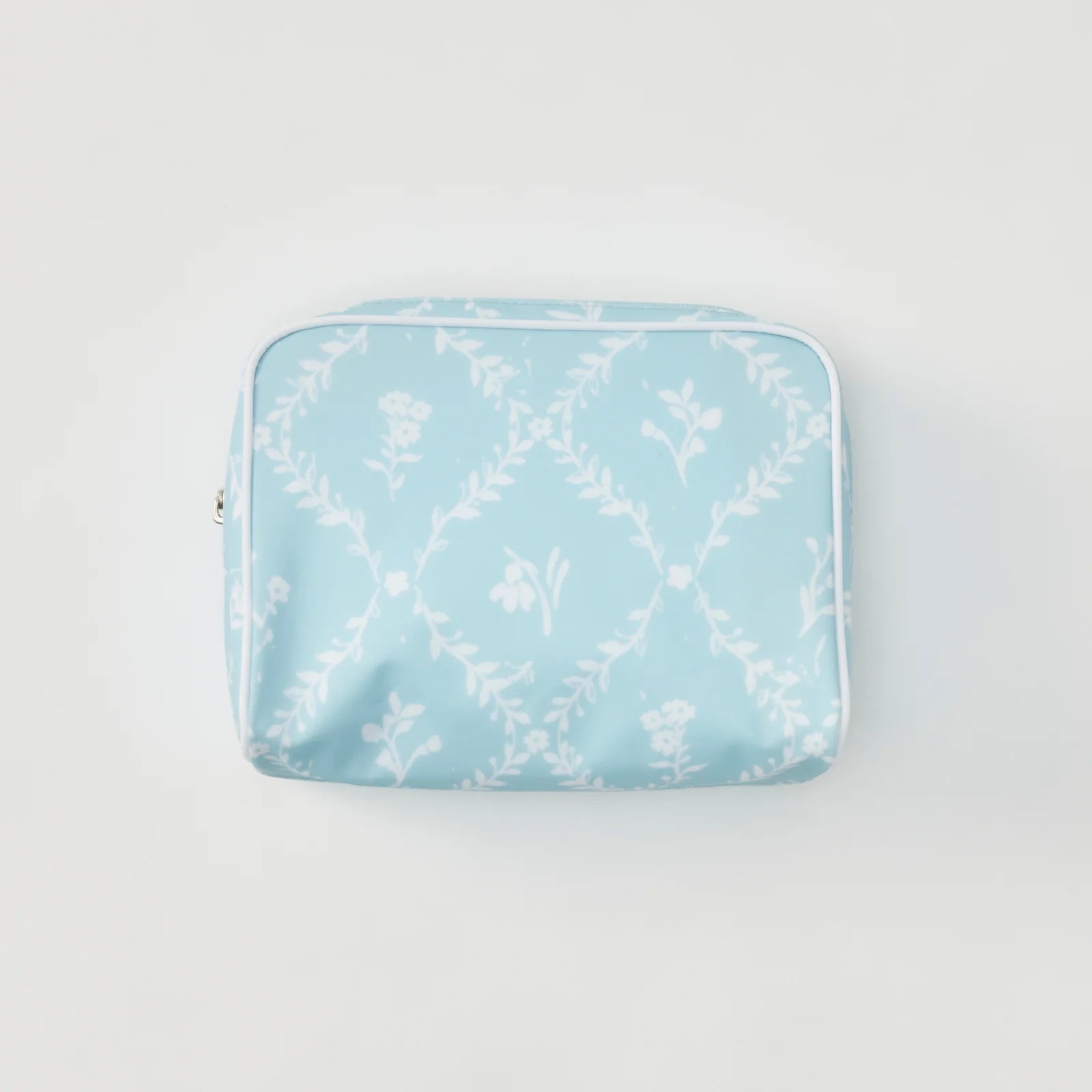 Medium Patterned Toiletry Bag - Blue Trellis