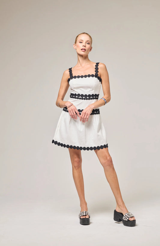 Ciara Dress - Ivory/Black