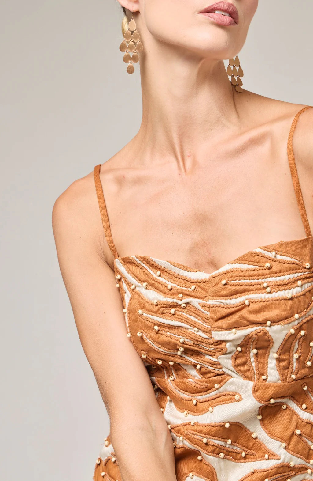 Alex Dress - Cream/Camel