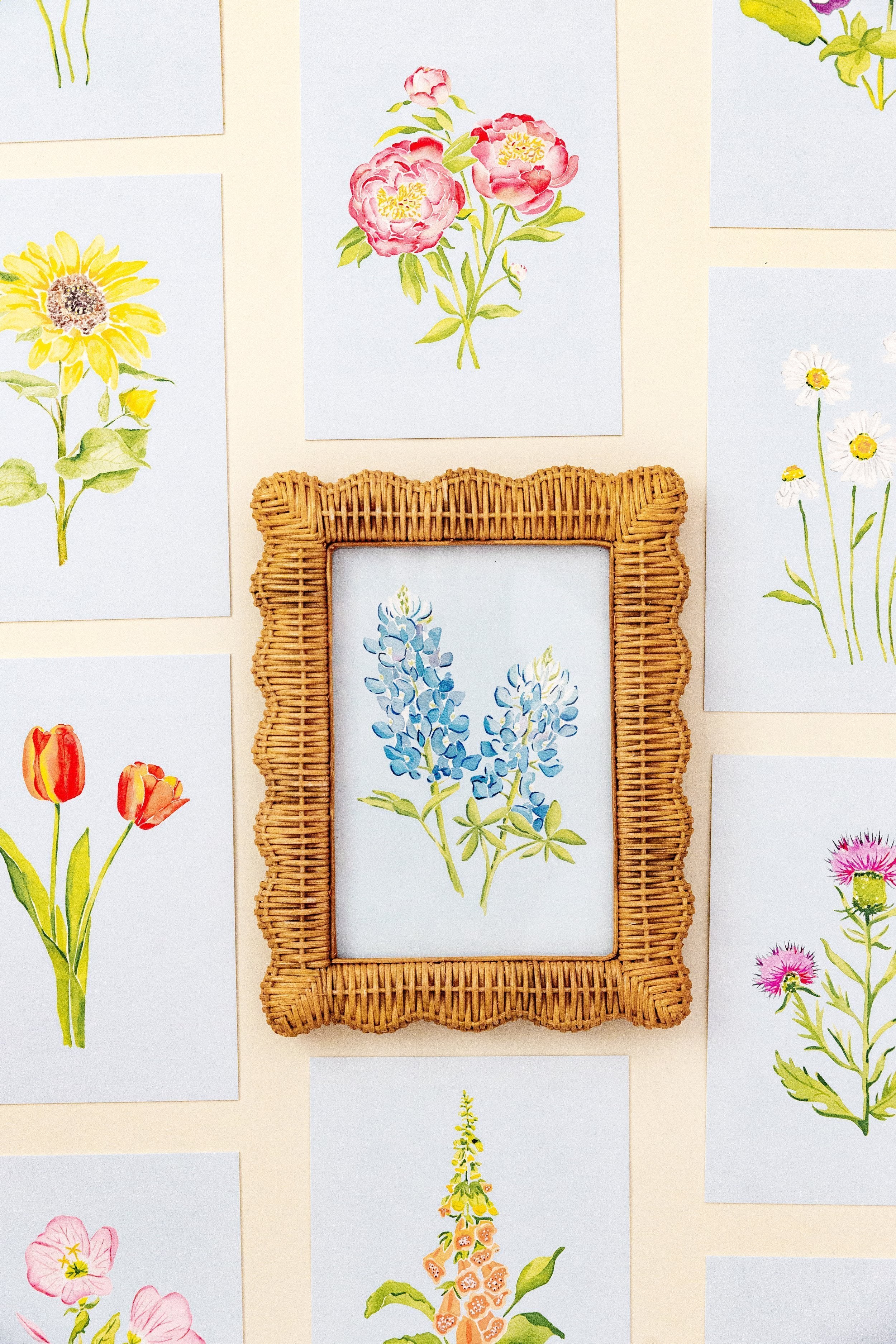 Blue Botanical 5x7 Prints - Rose