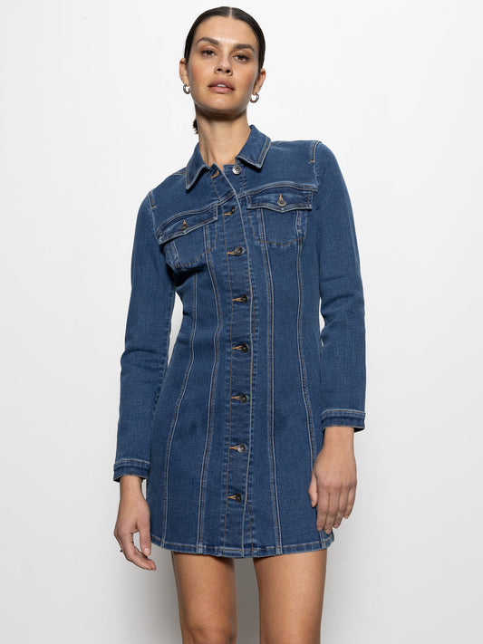 Sanctuary - Sculpted Denim Mini Dress Royalty