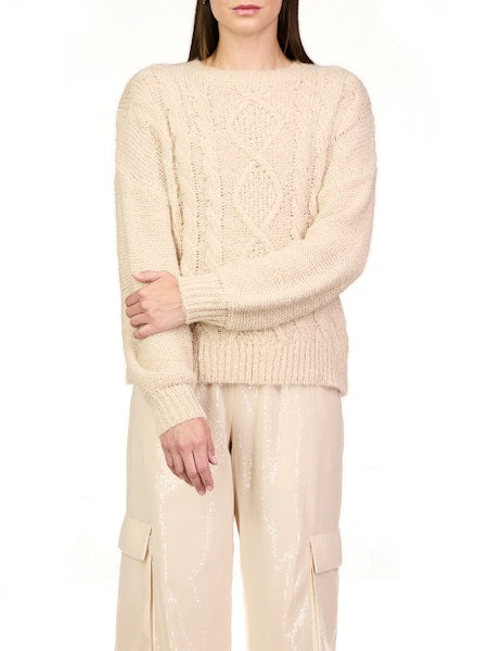 Sanctuary - Cozy Cable Crew Sweater - Frosted Almond