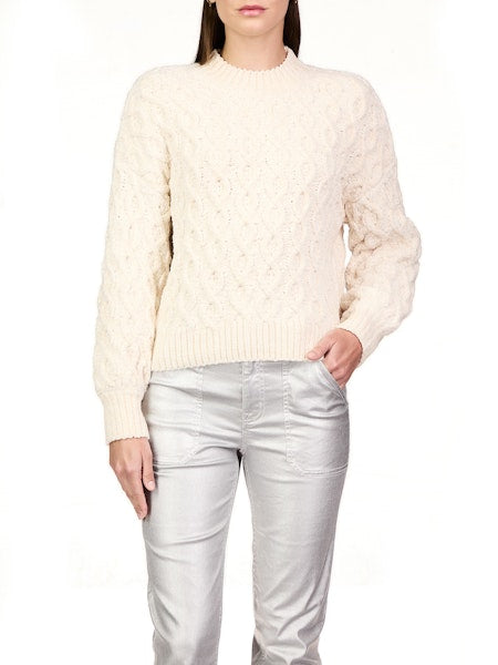 Sanctuary - Cable Mock Neck Sweater - Light Almond