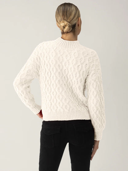 Sanctuary - Cable Mock Neck Sweater - Light Almond