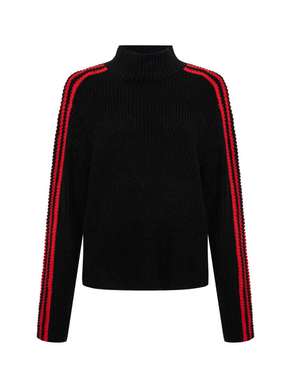 Sanctuary - Sporty Stripe Mock Sweater - Black Multi