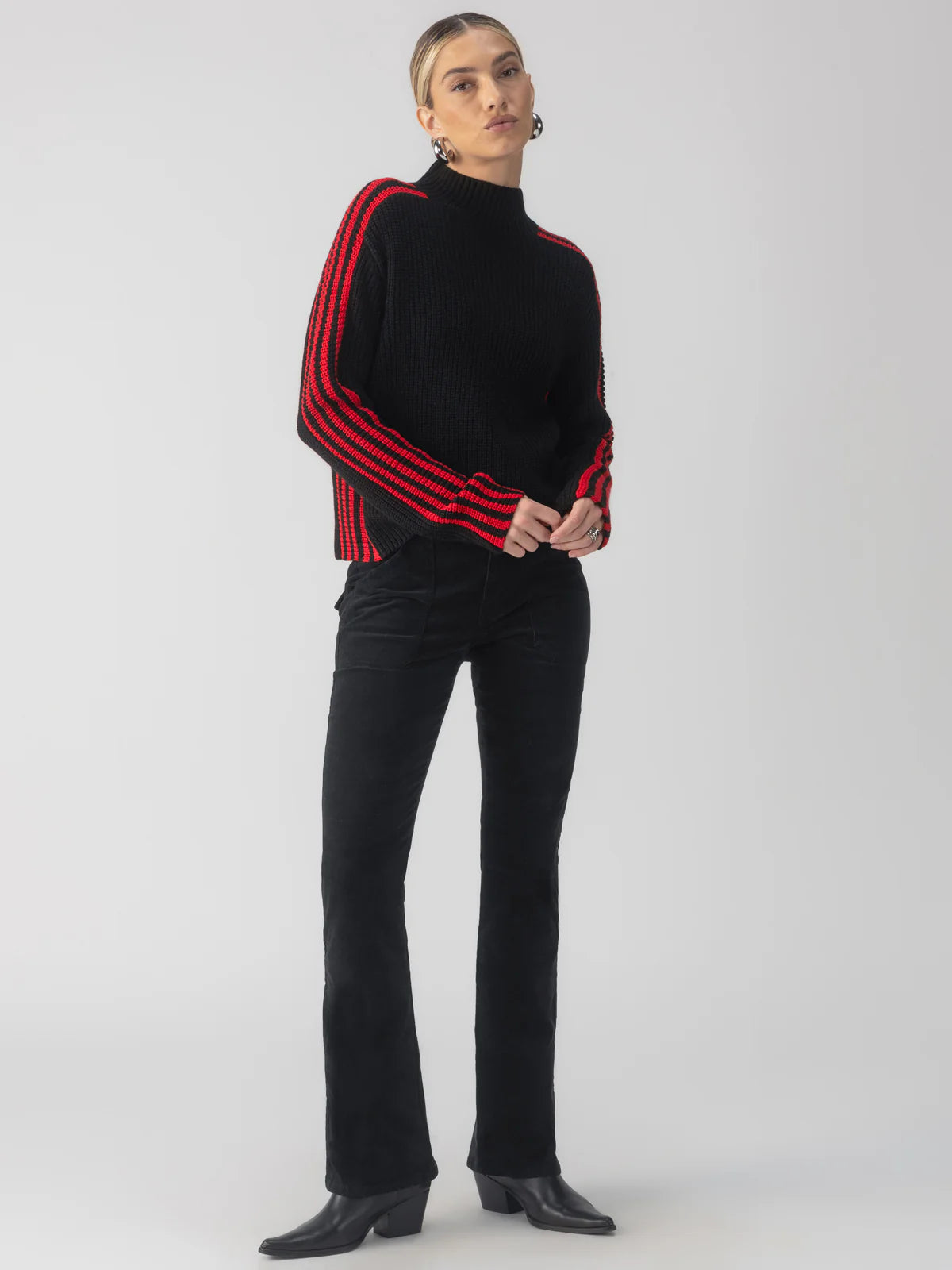 Sanctuary - Sporty Stripe Mock Sweater - Black Multi