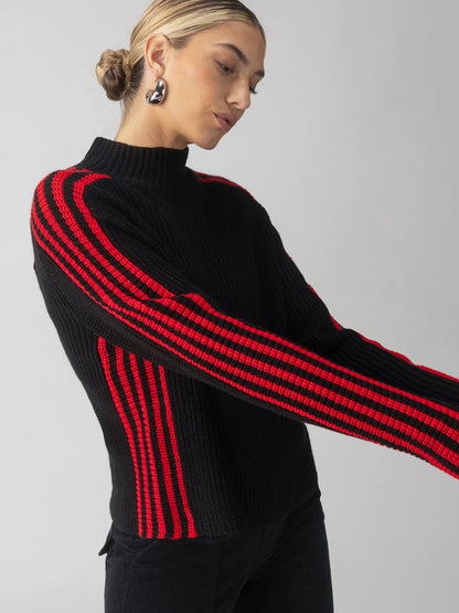 Sanctuary - Sporty Stripe Mock Sweater - Black Multi