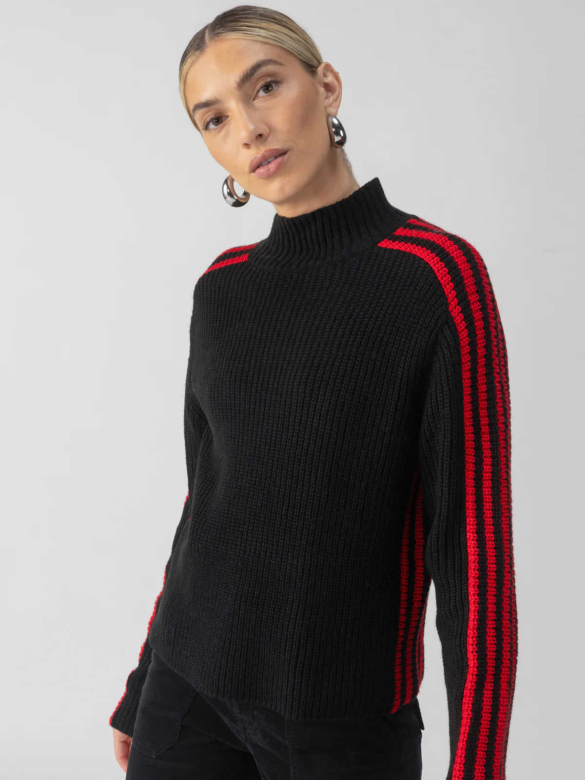 Sanctuary - Sporty Stripe Mock Sweater - Black Multi