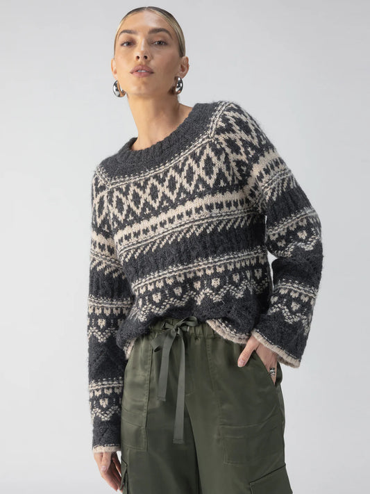 Sanctuary - Fairisle Crew Neck Sweater - Heather Ash Multi