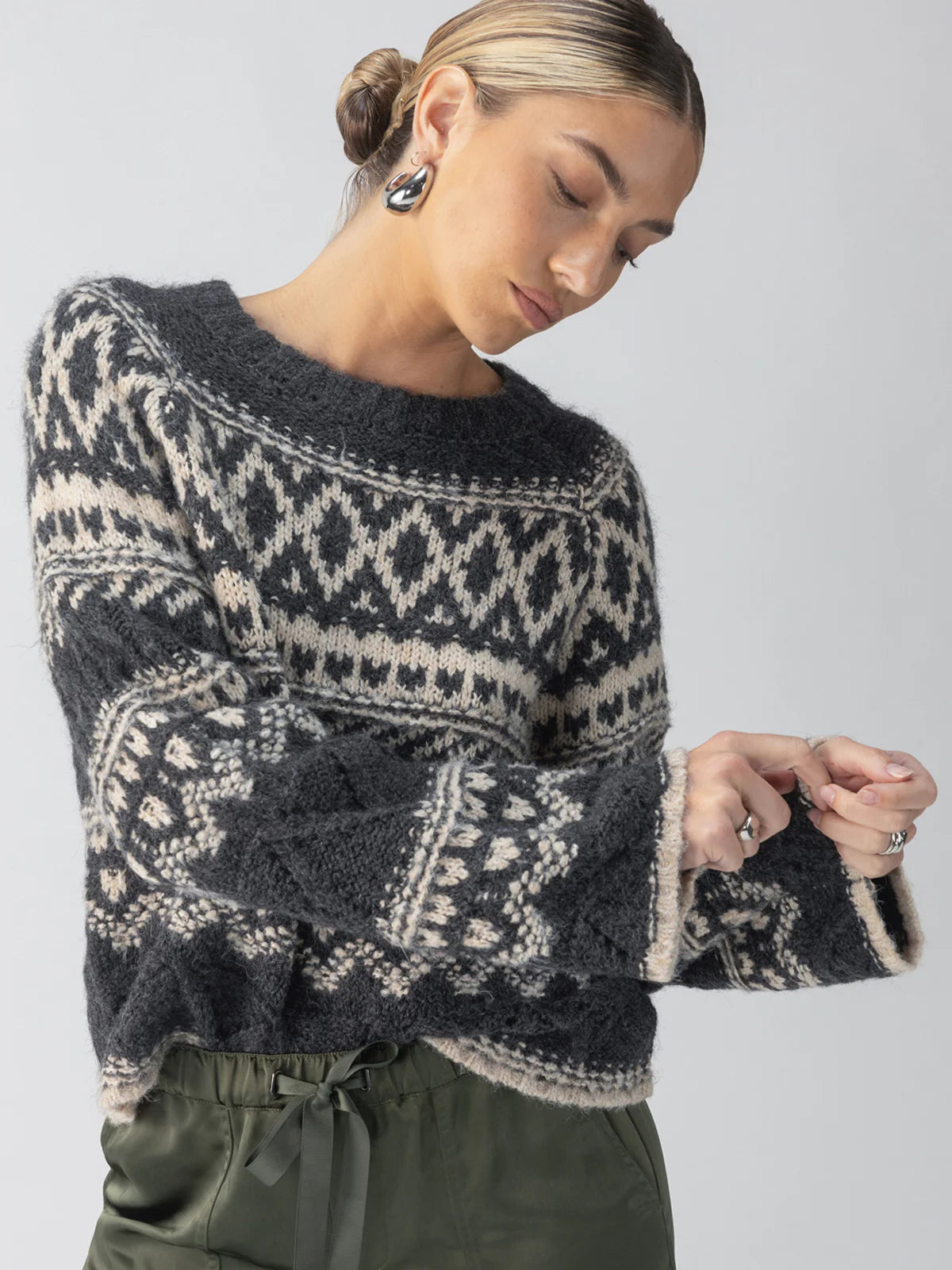 Sanctuary - Fairisle Crew Neck Sweater - Heather Ash Multi