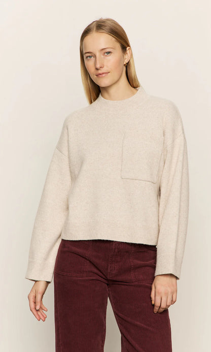 Chest Pocket Crewneck Sweater - Heather Pearl