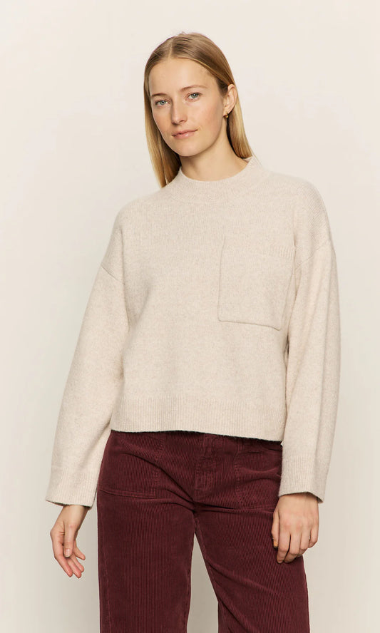 Chest Pocket Crewneck Sweater - Heather Pearl