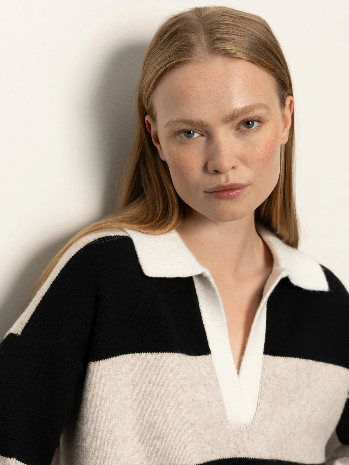 Polo Striped Sweater Dress - Heather Pearl w/Black
