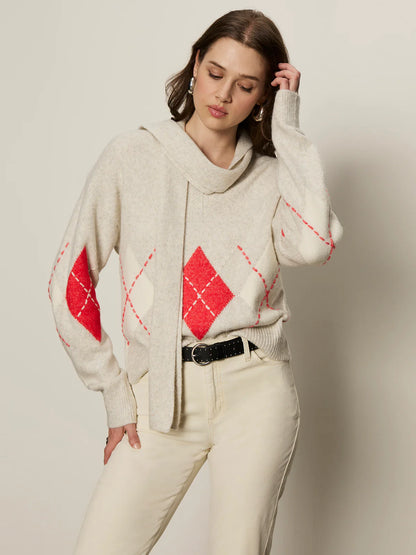 Argyle Scarf Sweater - Tulip Multi Argyle