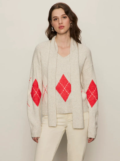 Argyle Scarf Sweater - Tulip Multi Argyle