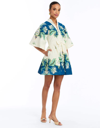 Mestiza - Carmen Mini Dress - Blue/Ivory Garden Mirage