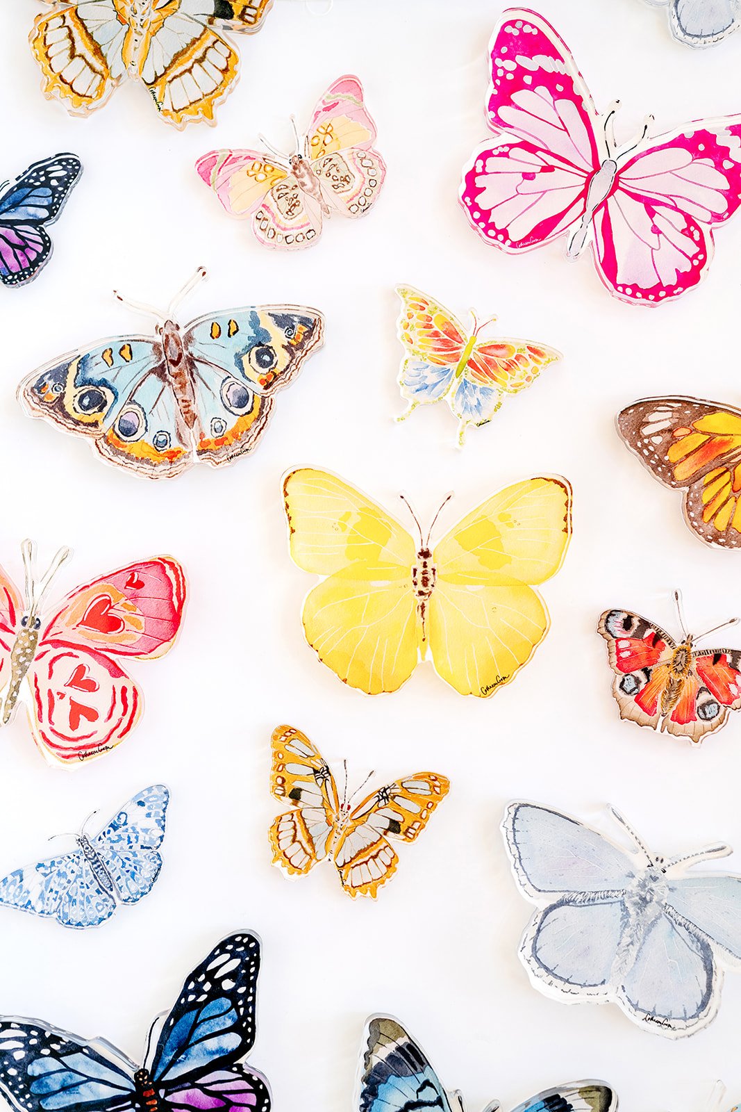 Pink and Green Butterfly Acrylic Art Block