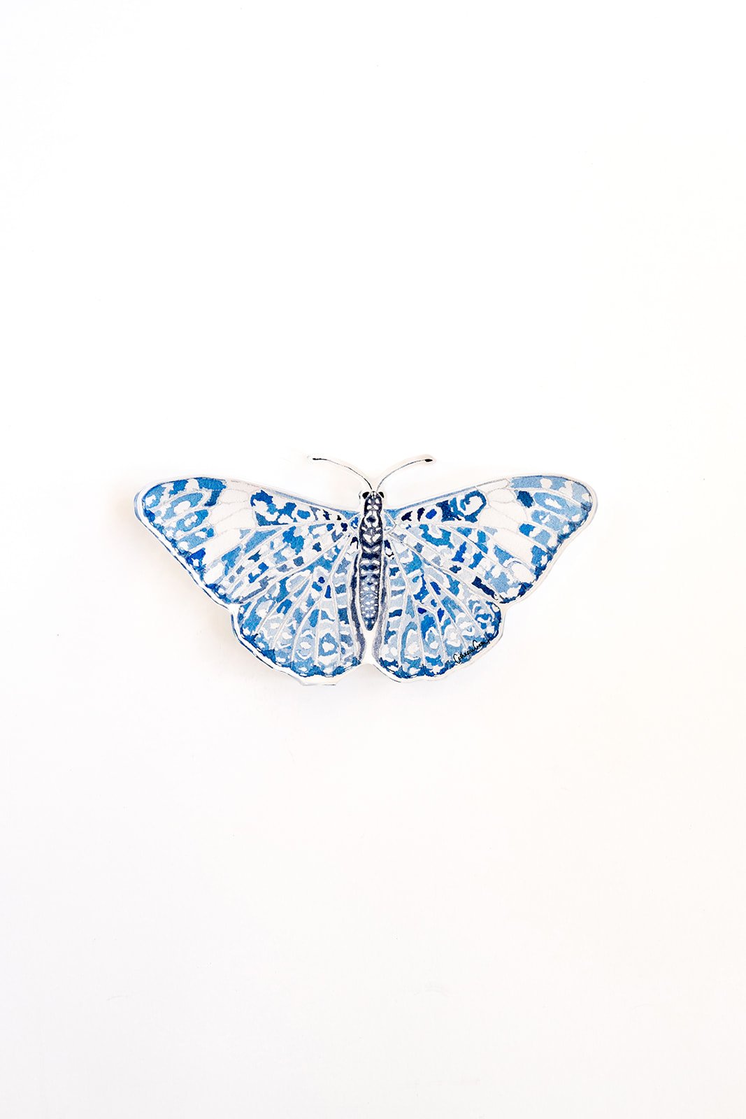 Blue Chinoiserie Butterfly Acrylic Art Block