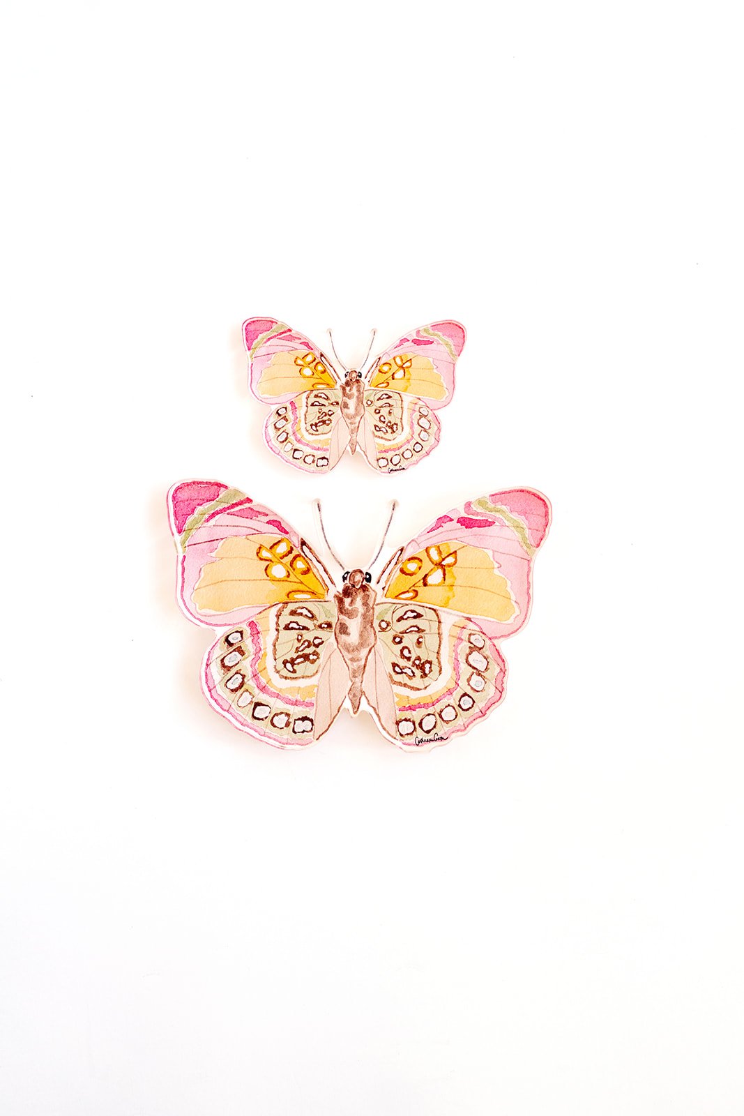 Pink and Green Butterfly Acrylic Art Block