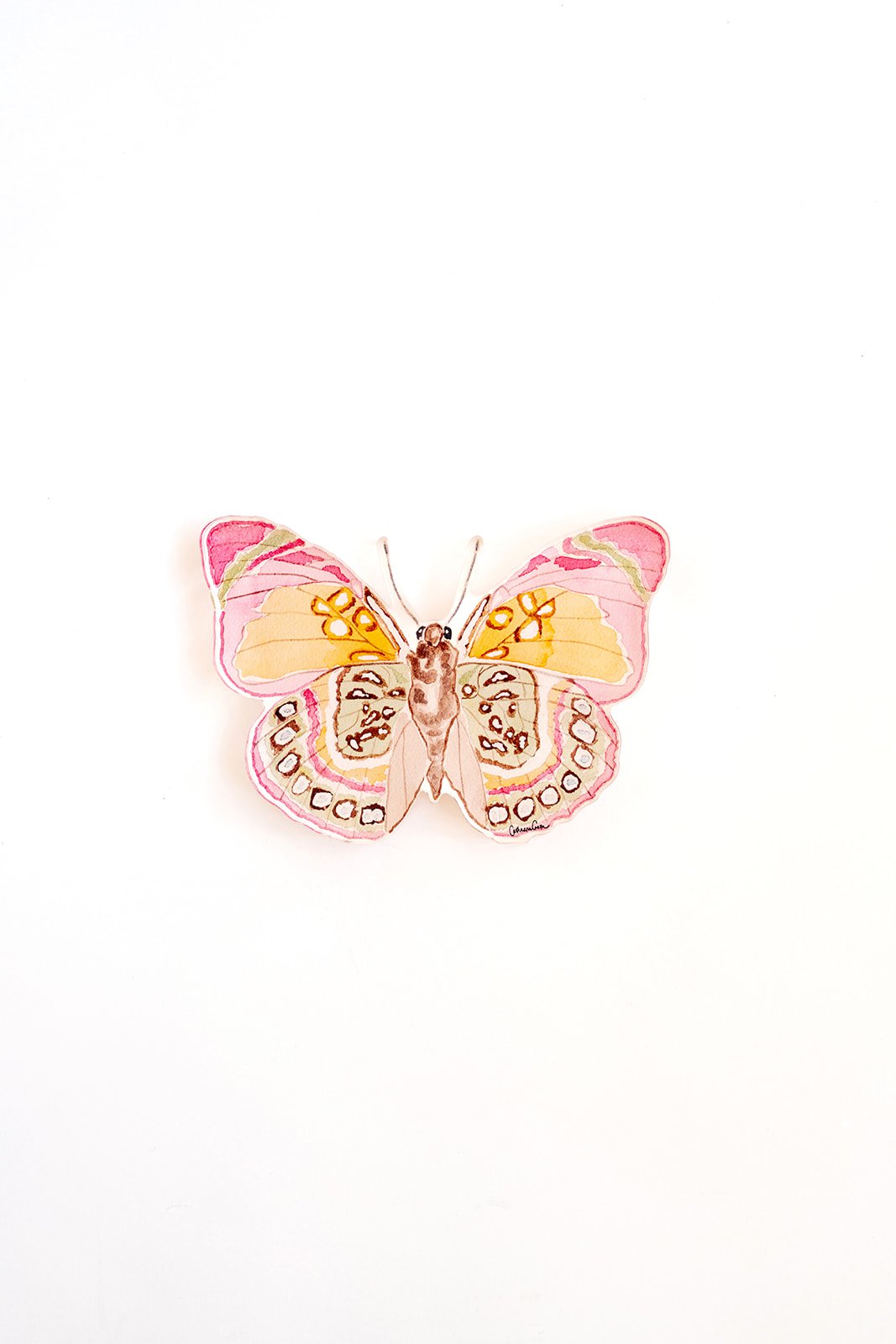 Pink and Green Butterfly Acrylic Art Block
