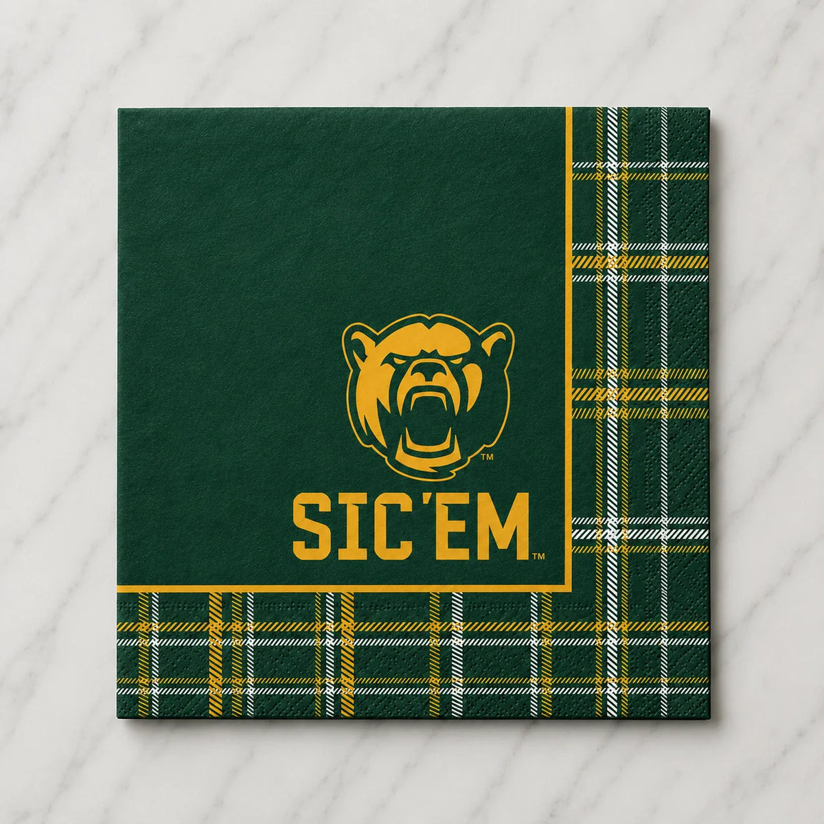 Plaid Full Color Napkins - Baylor Sic Em