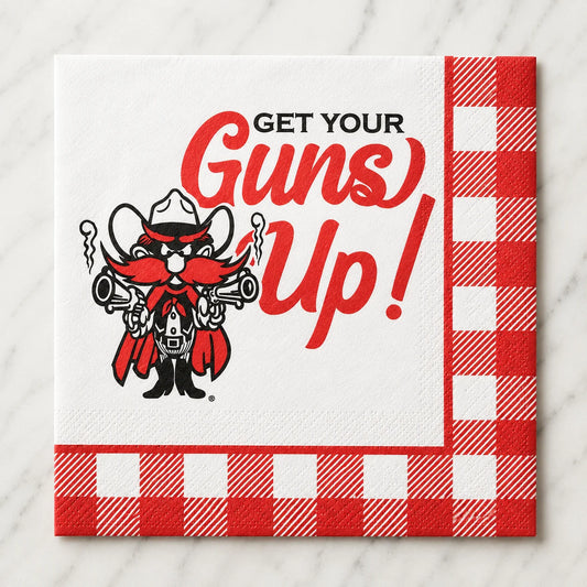 Checkerboard Full Color Napkins - Texas Tech Guns Up