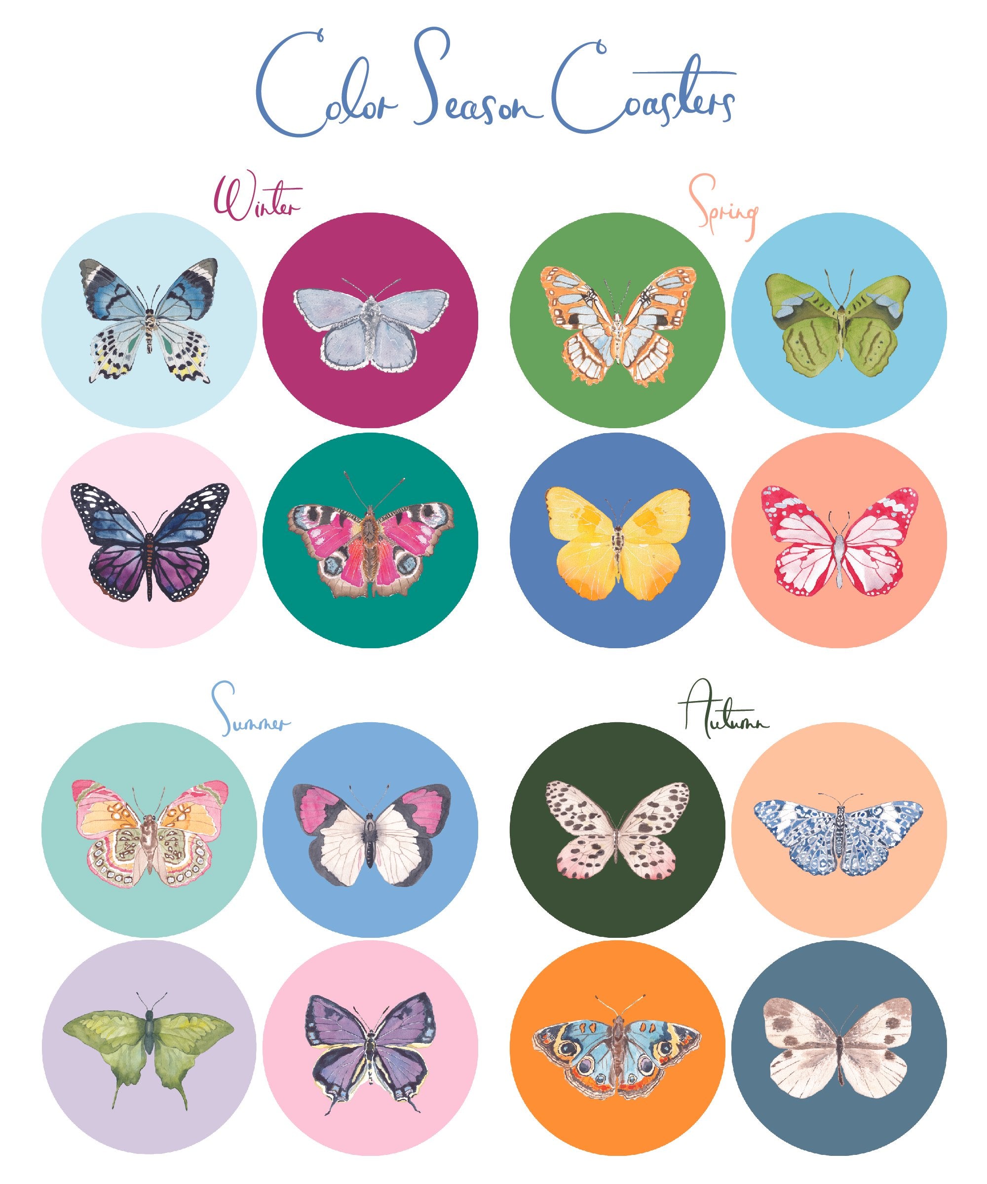 Acrylic Butterfly Coaster Set - Spring