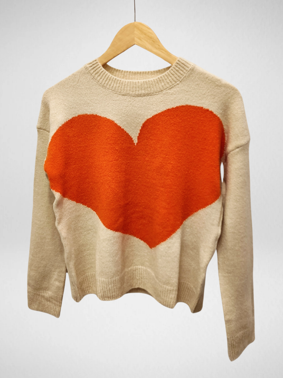 THML - Heart Knit Sweater - Beige